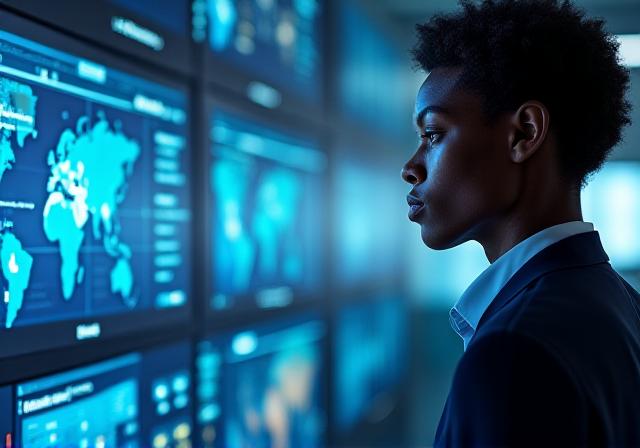 Logistics manager analyzing supply chain metrics